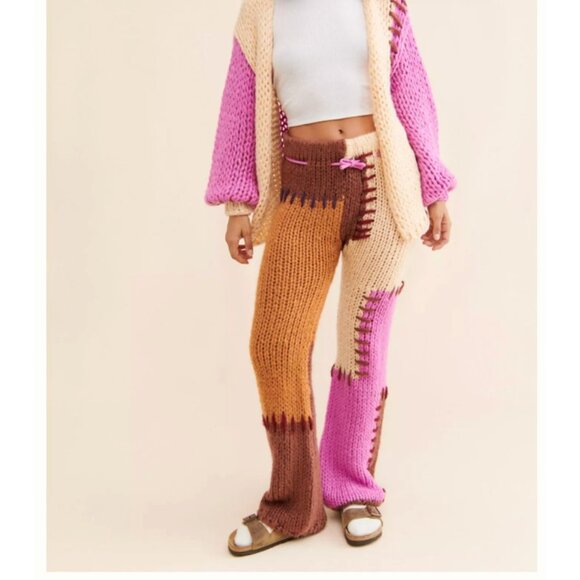 Anthropologie Saachi Chunky Knit Color  Colourful Pants L - Picture 1 of 4